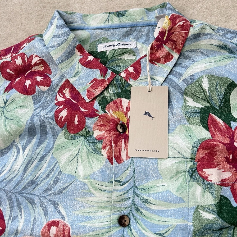 TOMMY BAHAMA Shirt Men's XXL Fridas Garden Hawaiian Button Up 100% Silk